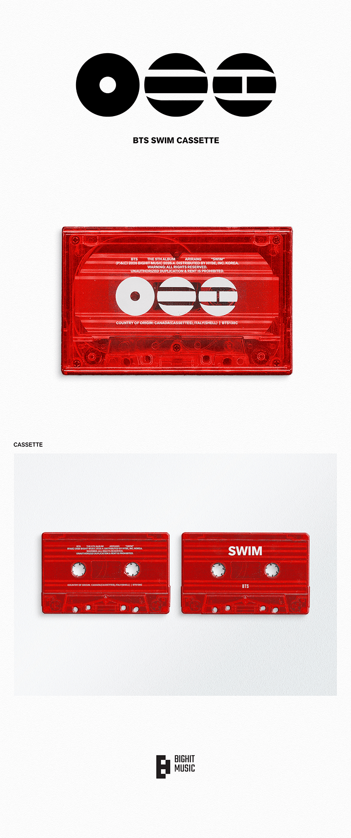 Album ARIRANG - BTS SWIM Cassette
