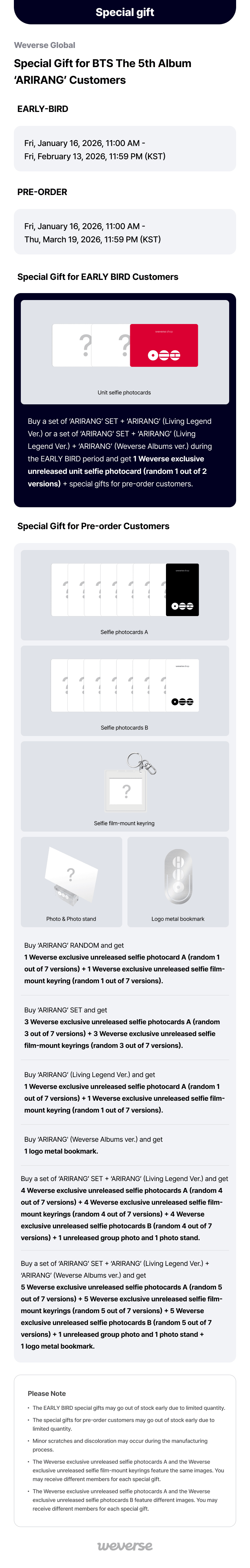 GENERAL SALE Album ARIRANG Weverse ver